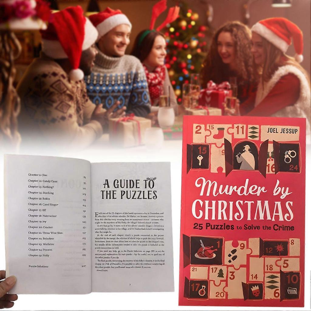 Murder by Christmas - 25 Puzzles To Solve The Crime Handbook, Mystery Challenge Game Christmas Gift for Adults Teens Detective Lovers