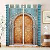 2pcs  Exotic Moroccan Pattern Curtains   Artistic Design Light - Filtering Polyester Curtains for Home Windows