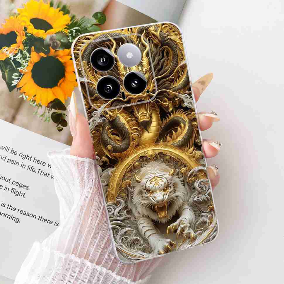 For Xiaomi Mi 14 5G 23127PN0CC Case Fashion Dragon Butterfly Silicone TPU Cover For Xiaomi Mi14 5G 6.36" 23127PN0CG Phone Shell