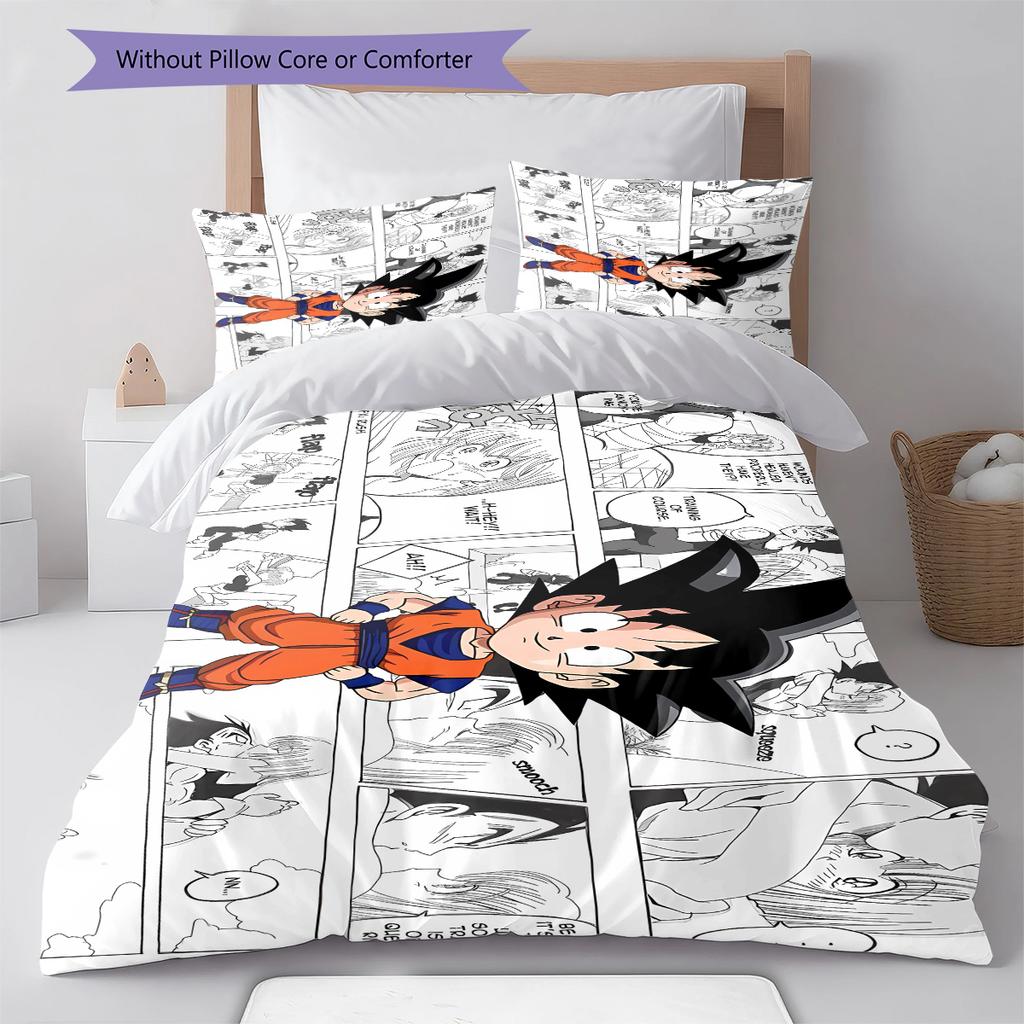 Biancheria da letto con motivo Son Goku, Set piumone Copripiumone Federa Regalo di compleanno per la casa (1 * copripiumino + 2 * federa, senza nucleo)