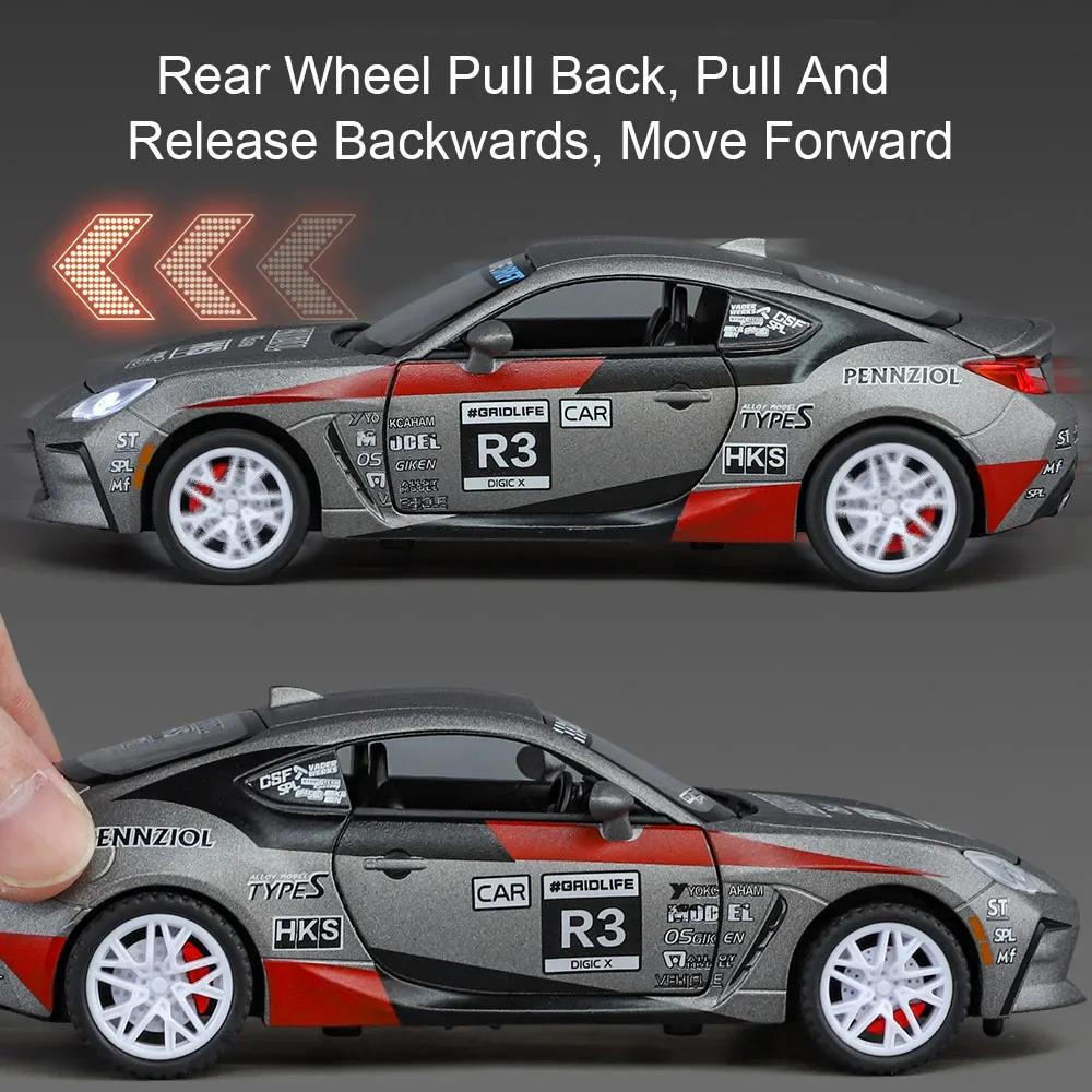 1:32 Scale GR86 Corolla Car Model Toy Doors Opened Music Light Pull Back Miniature Vehicle Models Living Room Decoration