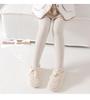 Girls' Fleece-Lined Open Crotch Stirrup Tights - Cotton, Thick, Vertical Stripes, Warm Autumn/Winter Wear