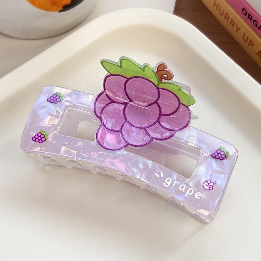 Cute Fruit Acetate Claw Clip Sweet Ponytail Shark Clip Lovely Strawberry Shark Clip  Girls