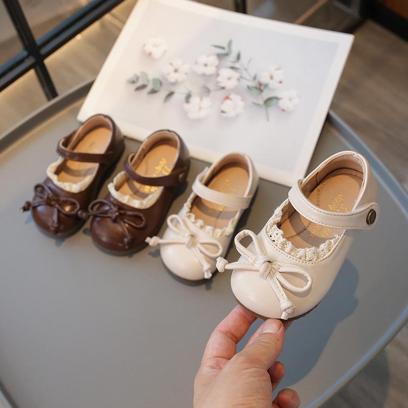 Spring New Children Leather Shoe Girl Princess Shoes Soft Soled Anti Slip Kids Shoe Fashion Bow Tie Girl Shoes Girl Single Shoe
