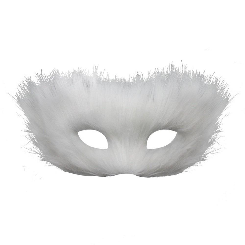 Long Furry Plush Cat Mask Animal Masquerade Mask Simple Half Face Mask  Male Female