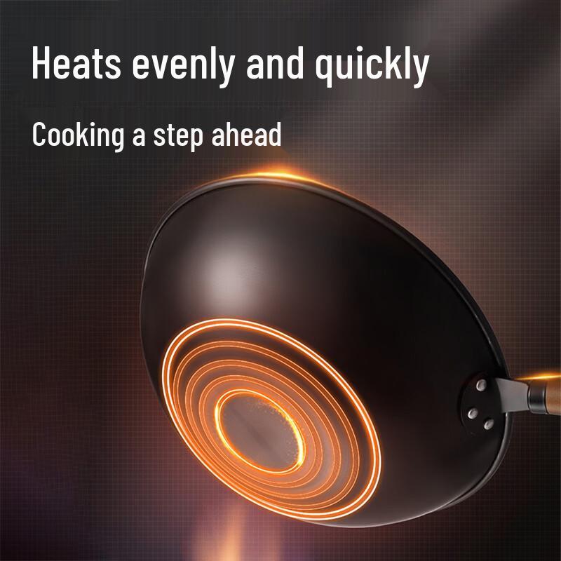 COOKER KING 30cm Fine Iron Wok with Wooden Handle