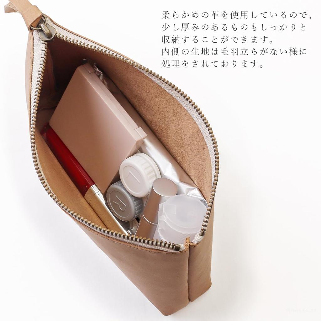 Nafka Leder Kleinteilebeutel Größe L für Damen, Niedlich, Groß, Etui, Japan, [NFK-72115] (Kamel)