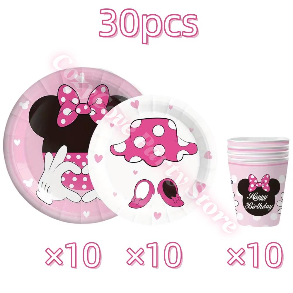 Minnie Mouse Birthday Party Supplies Pink Minnie Balloon Cup Plate Banner For Kids Girls Party Favor Gifts Baby Shower Decor