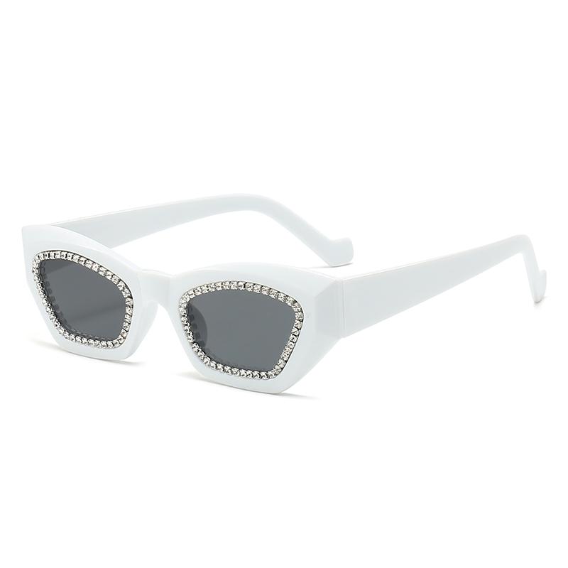 

Internet Celebrity Same Style Full Diamond Small Frame Sunglasses UV400 Protection Unisex Must-Have For Shopping 5192 белый