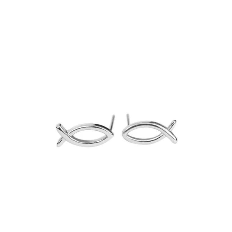 Minimalist Geometric Fish Cutout Animal Stud Earrings for Women