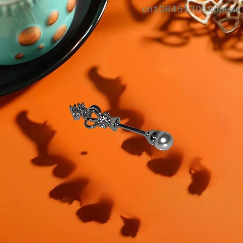 1 Stück Krone Perle Titanstahl Spiral Ohrknochennagel Mode Y2K Ohrringe für Damen Ohrpiercing Schmuck Geschenke