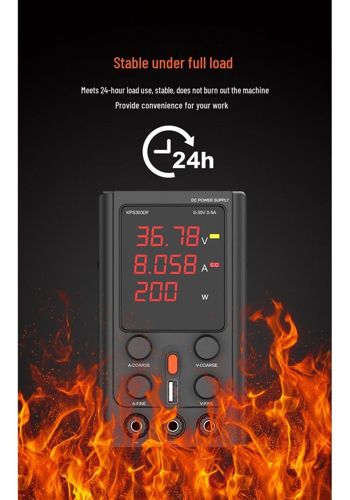 Adjustable Digital DC Power Supply 5V/12V, 10A/3A with Stabilized Output