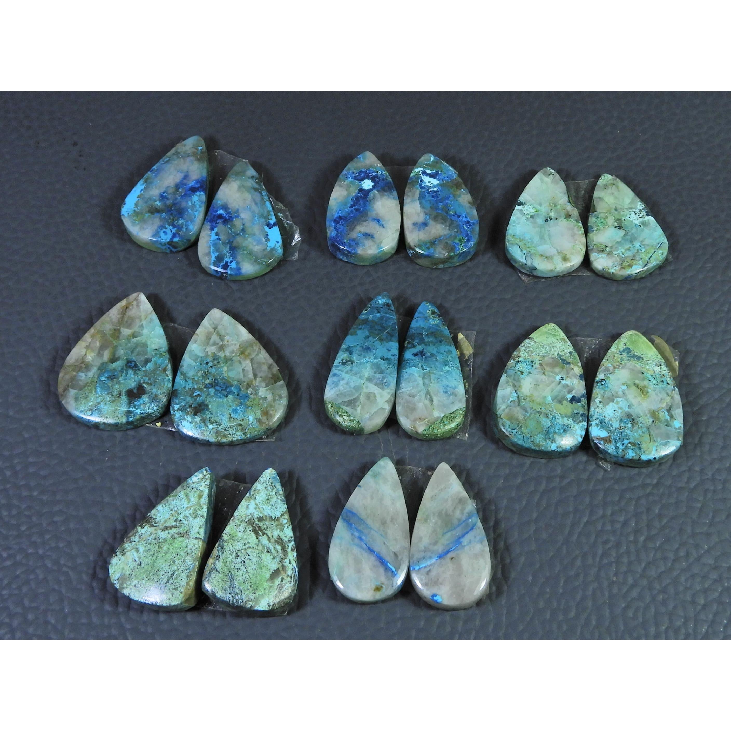168Cts. Natural Shattuckite Matched Pair Pear Cabochon Gemstone 8Pair Lot C-1446