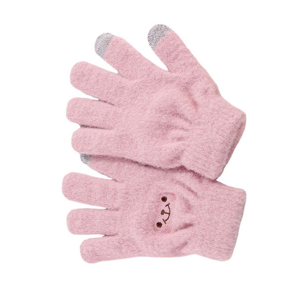 Winter   Glove Smile Face Design Elastic Thermal Warm Knit Glove for Women Girls
