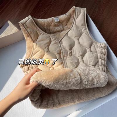Down Cotton Vest Women's Autumn and Winter Velvet Thickened Lamb Down Inner Wear Vest Warm Vest Short Outside Vest