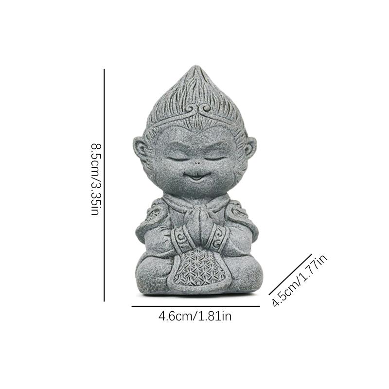 Sunwukong Sandstone Sitting Monkey Buddha Statue Monkey Figure Ornament Collectible Desktop Decoration Tea Pet Indoor Outdoor