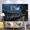 Paris Eiffel Tower Night Tapestry, Aesthetic Wall Hanging for Bedroom & Dorm