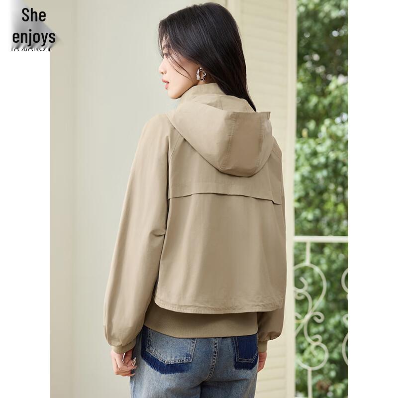 Women's Casual Utility Hooded Layered Short Jacket