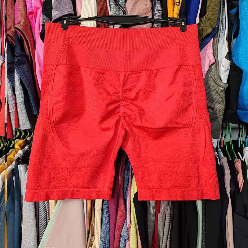 

Yoga Export High Waist Peach Hip Raise Seamless Shorts Red S Recommended Weight 40-52.5kg