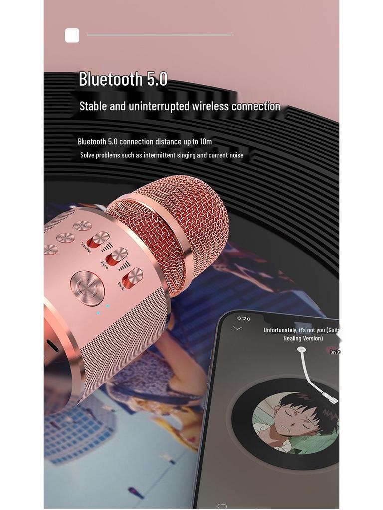 Wireless Home Karaoke Microphone for Kids with Built-in Speaker