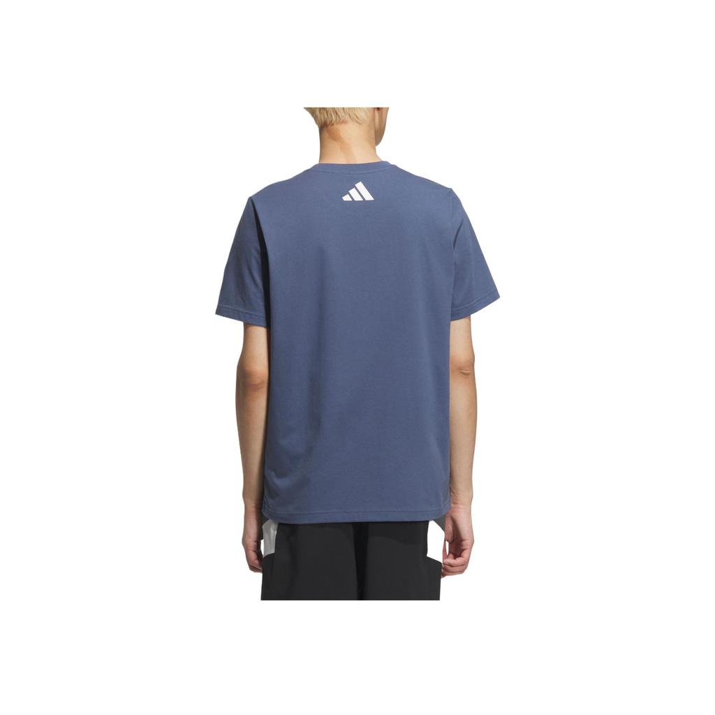 adidas Graphic Short Sleeve T-Shirt Comfortable Versatile Casual Soft Men T-Shirts Gray Blue KB7749