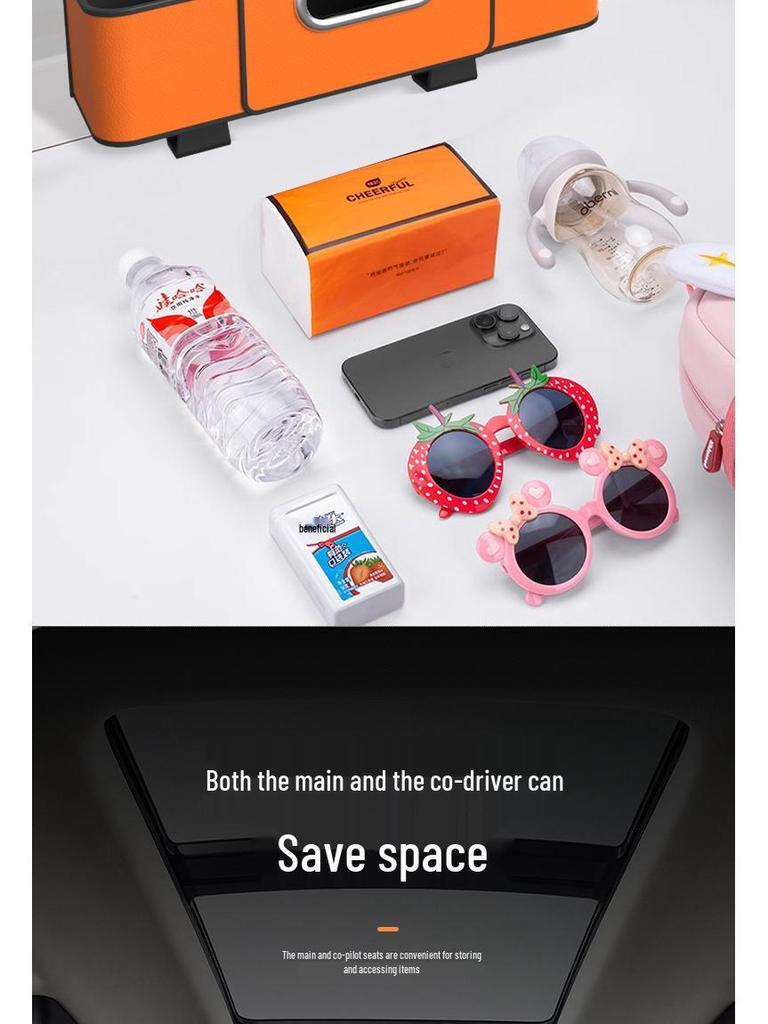 Multifunctional Car Seat Back Organizer with Tissue Box and Cup Holder Hooks