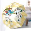 Ombrello da Viaggio a Tema Pippi Calzelunghe - 8 Stecche, Apertura e Chiusura Automatiche, Design Pieghevole Portatile, Ombrello Compatto ed Elegante Adatto