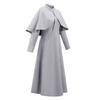 Taluoman Women's Elegant Grey Wool Blend Overcoat