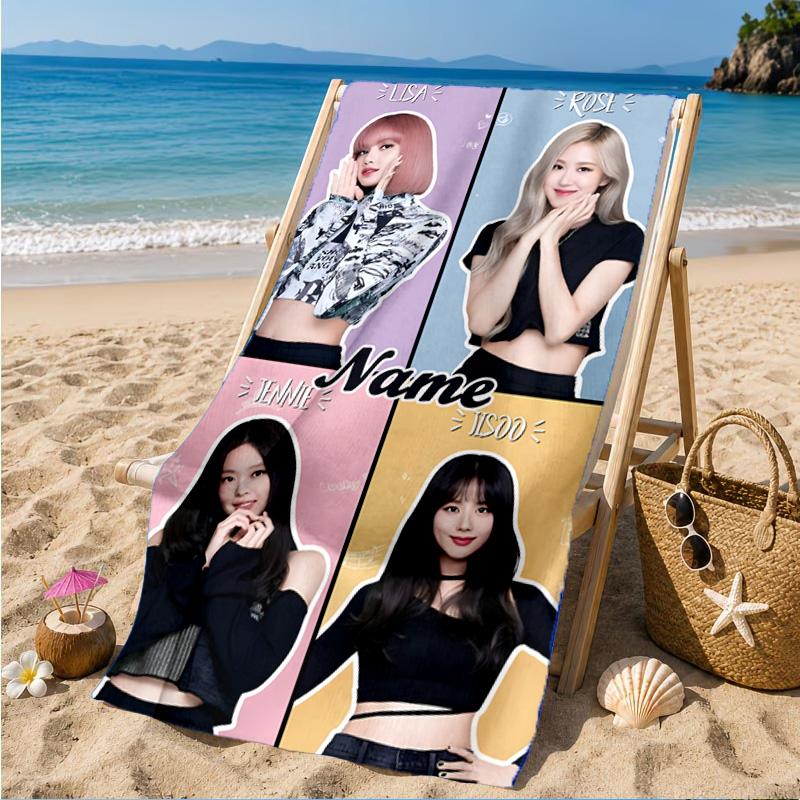Custom Name Kpop Group Fashion Beach Towel Microfiber Beach Towel, Lightweight and Quick-Dry, for Summer Travel, Swimming Pool Gift