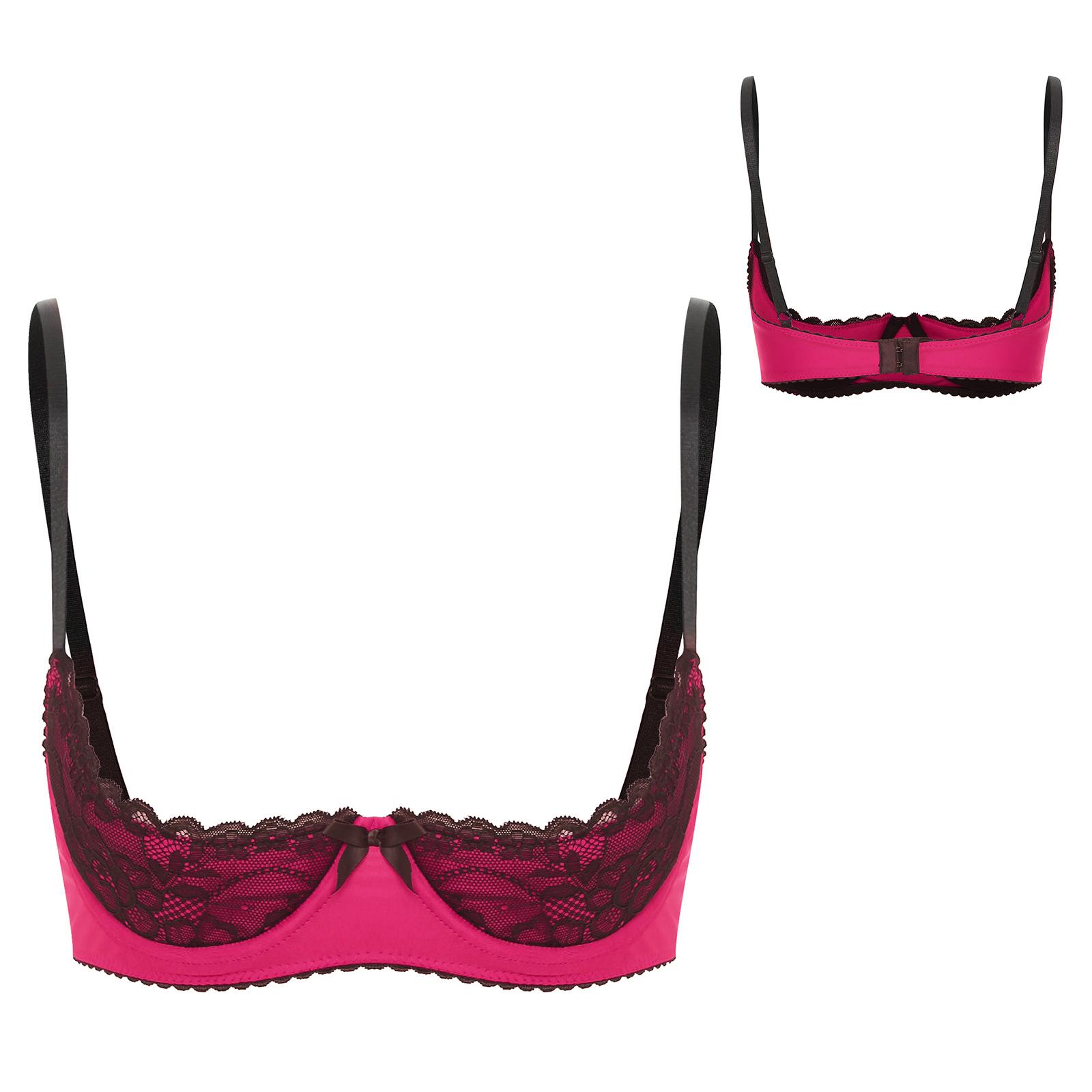 Sexy Dessous für Damen, verstellbare Träger, Bügel, Bralette, Spitze, Push-Up, Balconette-BH, Unterwäsche XL heißes rosa