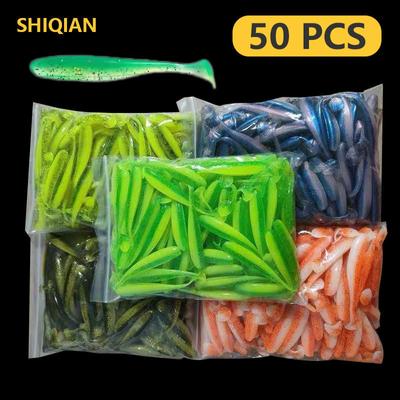 SHIQIAN 50 PCS Weiche Angelköder Wobbler für Hecht Künstliche Köder Silikon Winter Angelbedarf Werkzeuge Weicher Köder