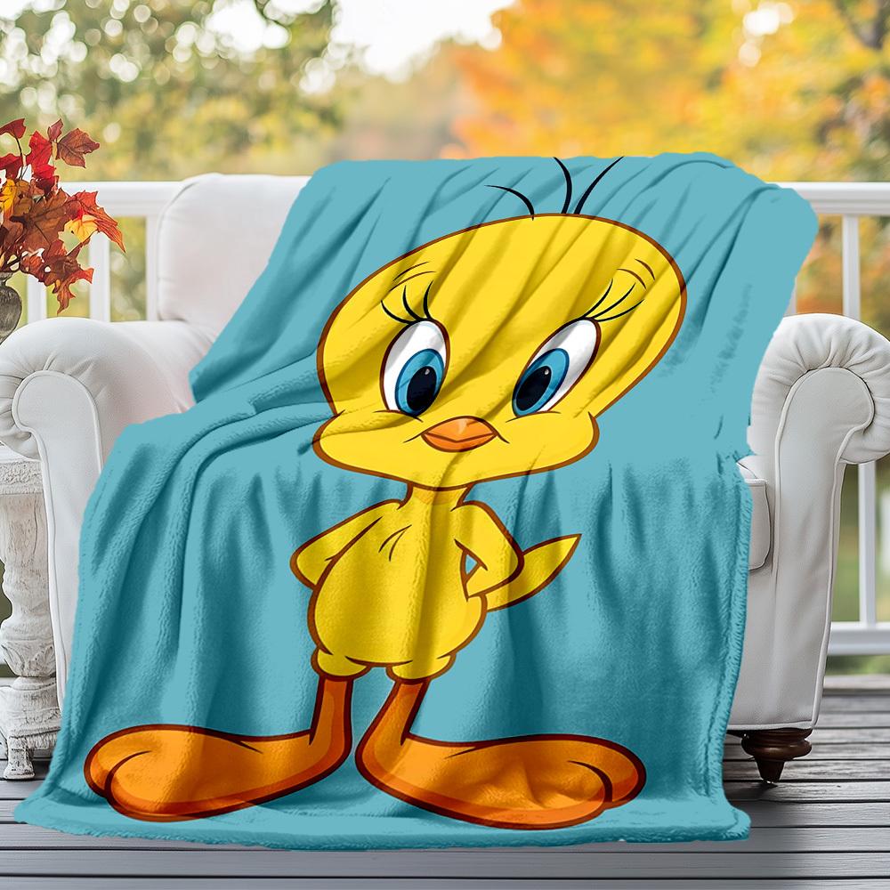 1pc cartoon bird yellow Outdoor Blanket - Throw Blanket, Soft , Flannel Blankets, Living Room, Travel, Camping-1102121