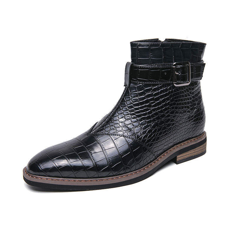 2024 Vintage Black Chelsea Boots Men High-quality Leather Personality Men Boots Dress Pointed toe Men's Ankle Boots botas hombre