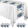 6 Pcs Fall Table Runner 14 X 108 Inch Plastic Blue Pumpkin Table Runner Disposable Party Supplies for Thanksgiving Autumn Holiday Harvest Rustic
