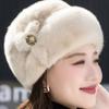 Thickened Bucket Hats Pearl Flower Decor Thermal Hat Solid Color Women Winter Hat  Autumn Winter