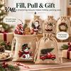 Christmas Craft Supplies Jute Burlap Gift Bags, Drawstring Treat Candy Mini Advent Calendar Bags Bag, Reusable Linen Packaging Pouch for Holiday Party