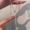 Butterfly Zircon Pearl Pendant Necklace Women Delicate Long Snake Chain Elegant Korean Style Jewelry 31-40cm Adjustable