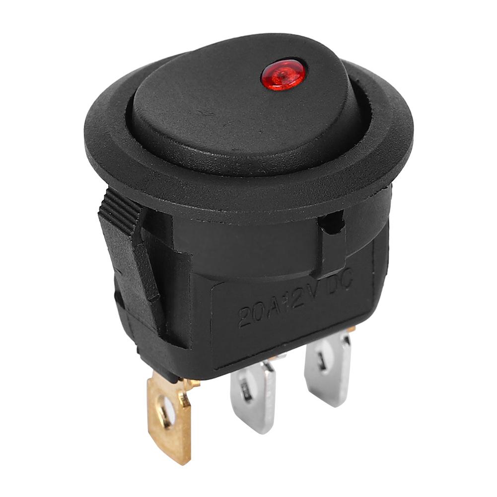 10PCs Round Rocker ON/OFF 12V Waterproof  Switch LED Spotlighting Silver Terminal 3‑Pin