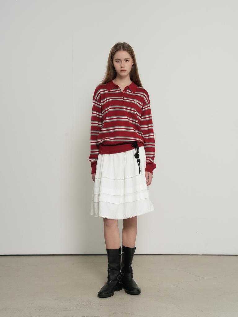 General Idea Multi-Stripe Loose Collar Knit [Red] / Wbe1L05503