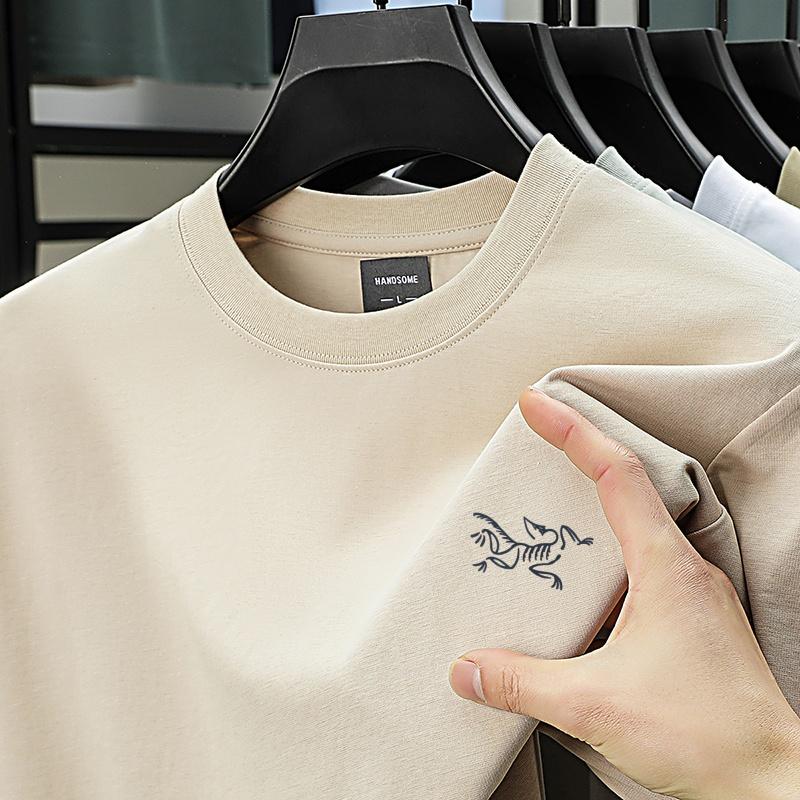 Men's O-Neck Short Sleeve T-Shirt Summer Arrival Solid Color Bird Print Casual Fashion Commute Men's Wear