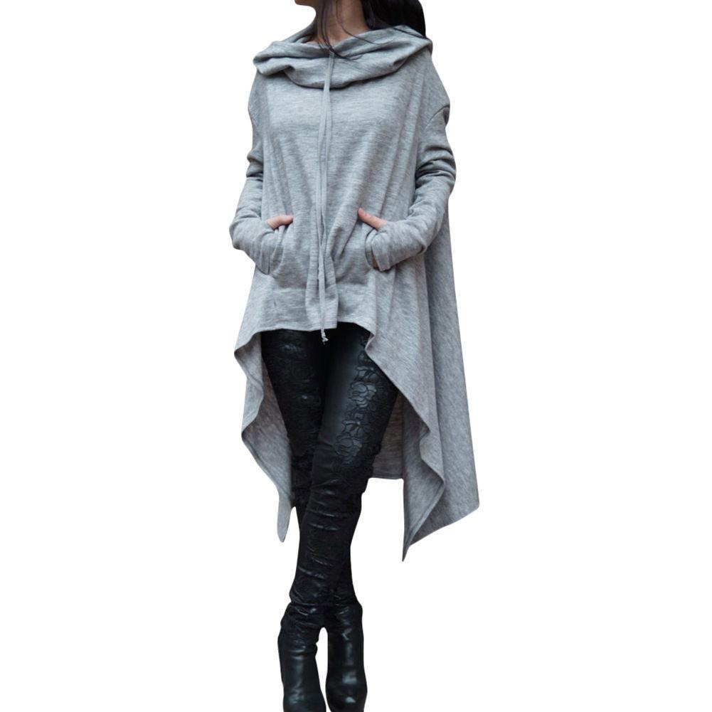 Felpa con Cappuccio da Donna Pulli Con Cappuccio Asimmetrico Lungo e Design Accogliente del Maglione