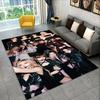 Modischer B-Schwarz P-Rosa Kpop Star Teppich für Spielzimmer Schlafzimmer Wohnzimmer Sofa Heimdekoration, Kinderteppich rutschfeste Bodenmatte