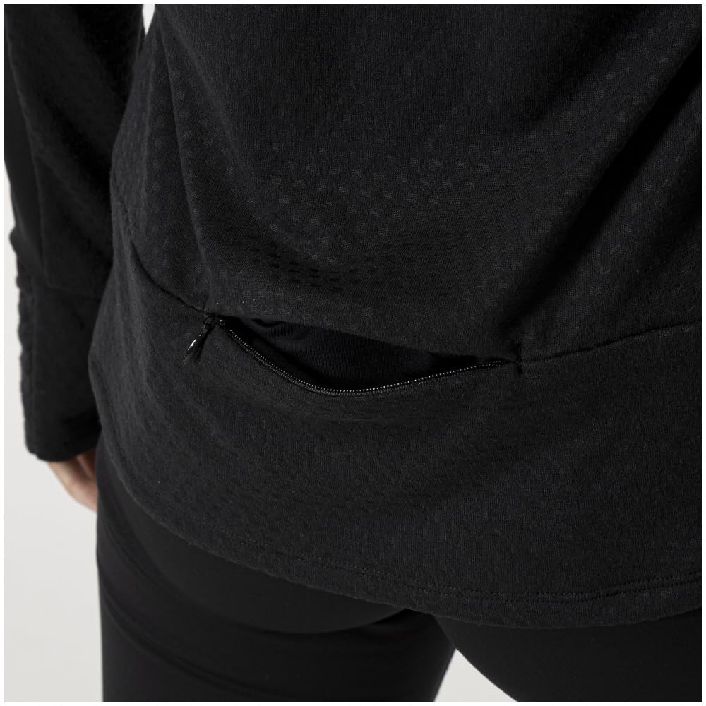Mizuno Warmer Light Running Aurora Reflective Black Women's Shirt, Half-Zip, Design, Warm, Fleece-Lined, Stretch, Print, J2MCA705,
