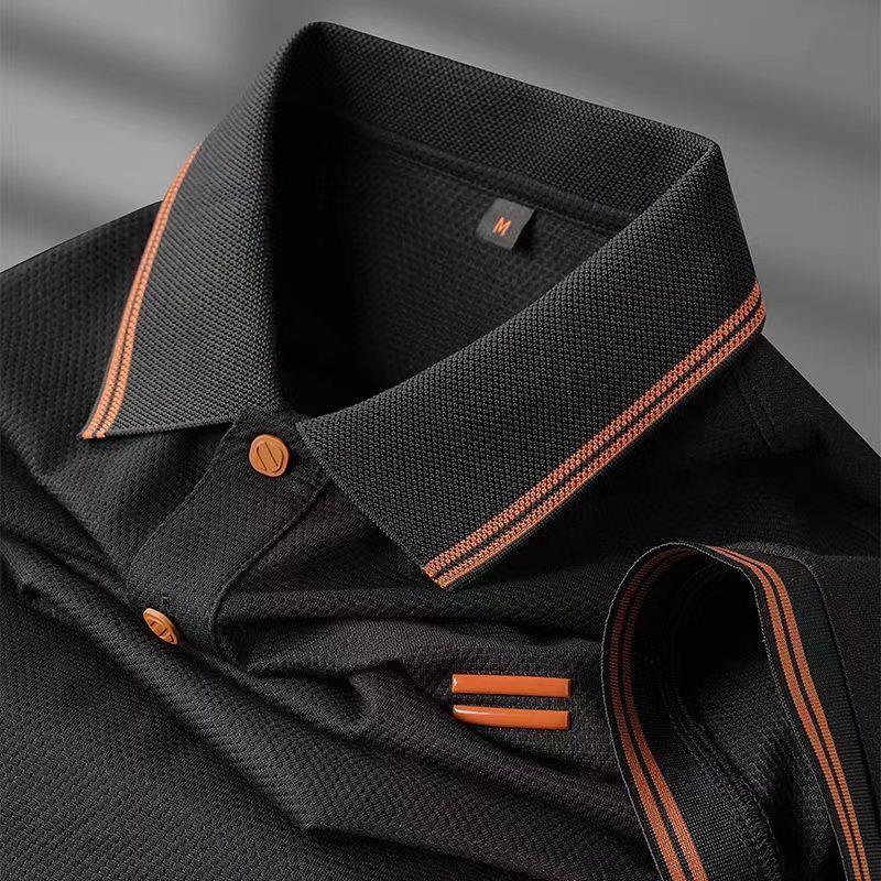 Men's T-shirt Designer Business Loose Fit Turn Down Collar Short Sleeve Polo Shirt Soft Solid Tops Tees Men T-shirt