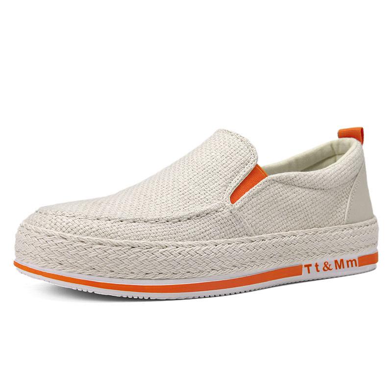 Hot Sale Men's Loafers Linen Breathable Casual Flats Shoes Men Espadrilles Slip-on Canvas Shoes Man Fisherman Driving Footwear