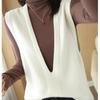 Colete Tricotado Primavera Verão Feminino Gola V Sem Mangas Pulôver Moda Solto Fino Peça Externa Outono Inverno