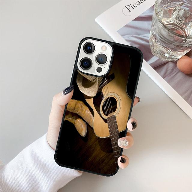 Guitar Music Black Soft Phone Case Cover For iPhone 17 Air 15 16 14 13 12 Pro Max 11 Pro Max Plus Coque Shell