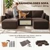 Modular U-Shaped Sofa 287 cm, Frameless, Wide Deep Corduroy Seat, High-Density Foam, No Assembly, Khaki