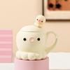 Cute Jellyfish Shape Mug with Lid Spoon Water Cup Couple Ceramic Cup Children's Souvenir Cup Set