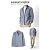 (Arona) ARONA check shirt long sleeve shirt men's With pocket Cotton/Y A25 navy x stripe 3L